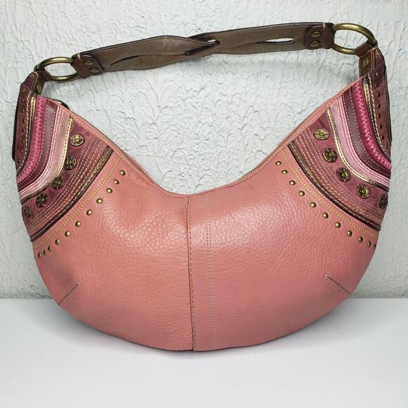RARE Coach VTG Soho Bag Pink Mauve Leather Studded Western Boho Braided Purse - Picture 16 of 16